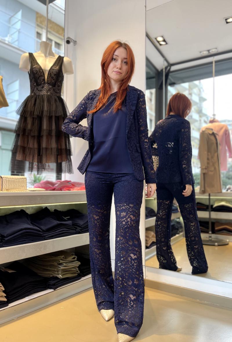 Stretch lace trouser suit Blue<br />(<strong>EMMEMARELLA</strong>)